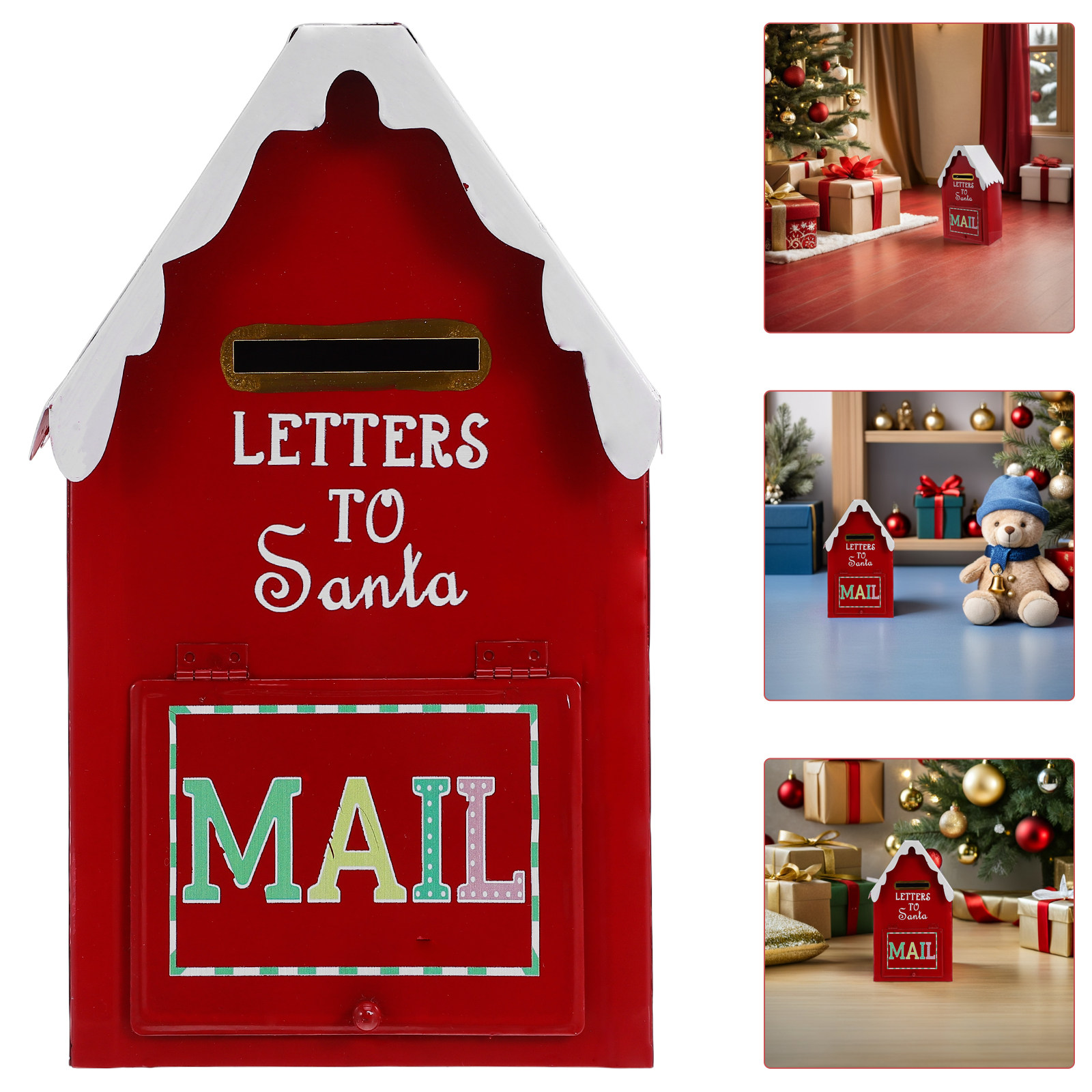 Vintage Collectible Santa - Red Christmas Mailbox Metal Santa Mailbox
