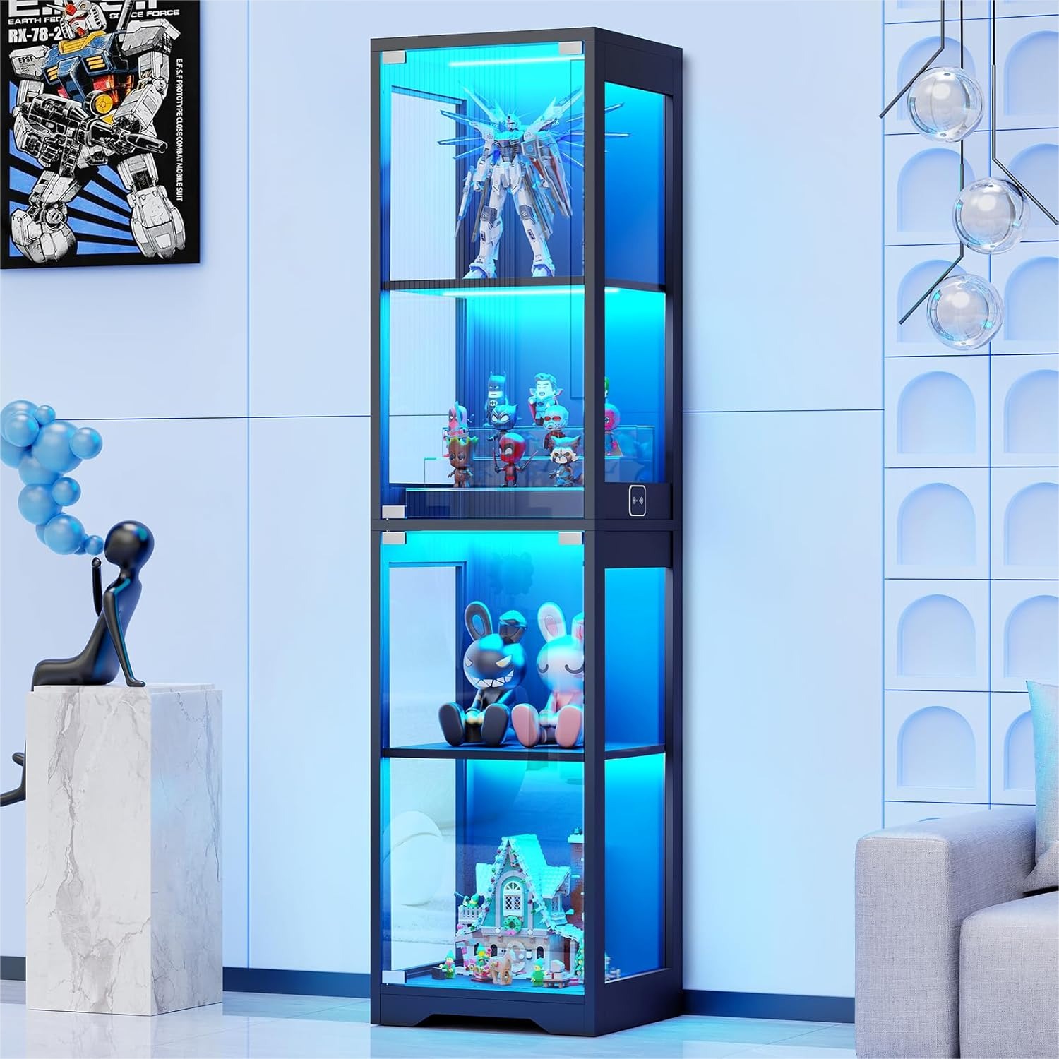 Glass Display Cabinet with 3 C - Collectible & Vintage Dolls For Halloween incelemesi ve fiyatı