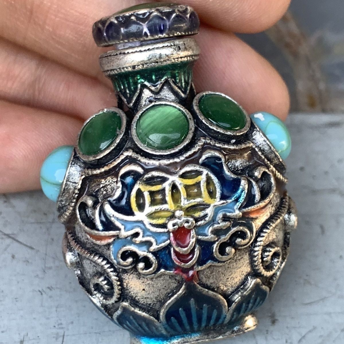 Vintage Cloisonne Bronze Snuff - Vintage Collectible Bottles incelemesi ve fiyatı