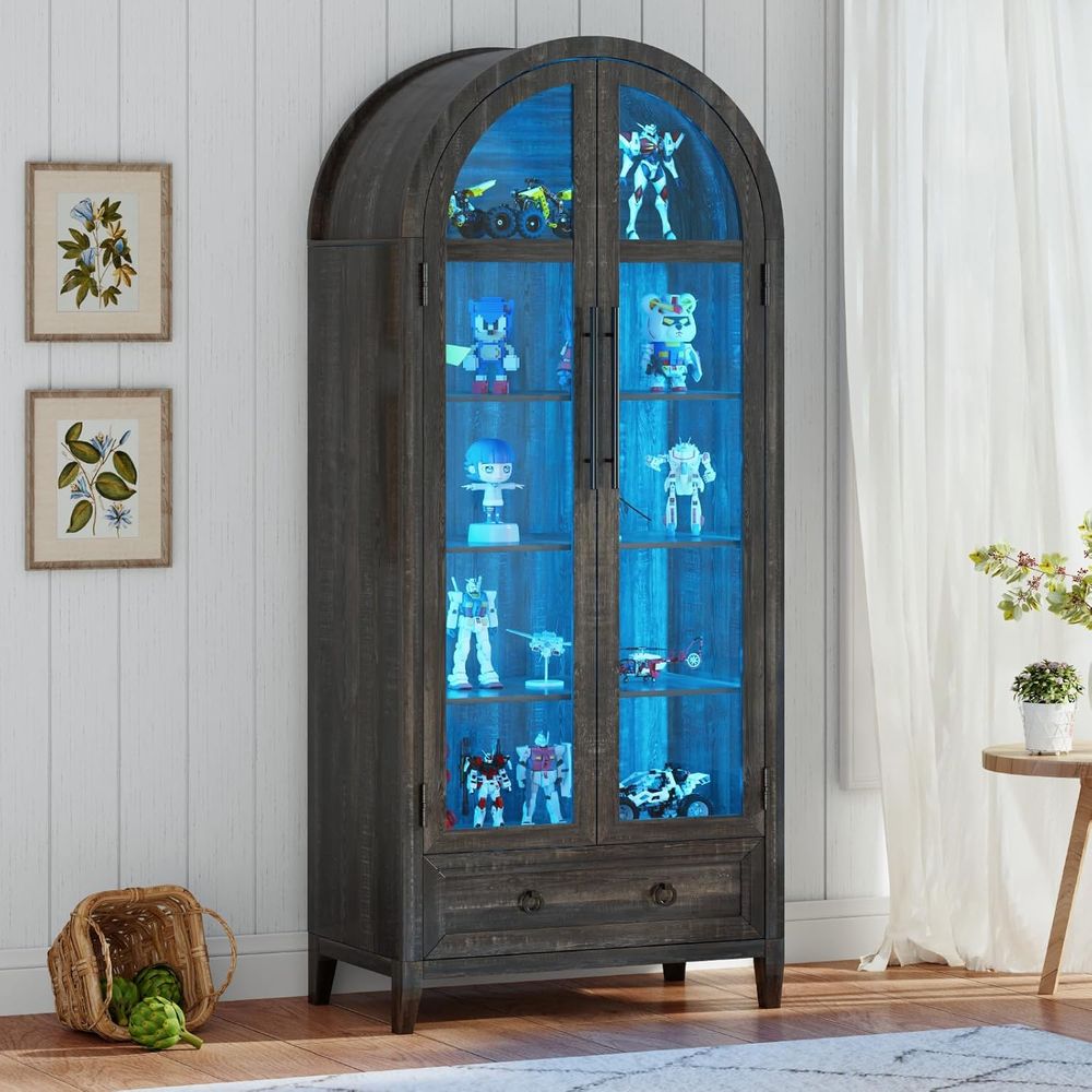 73 Arched Glass Display Cabine - Collectible & Vintage Dolls For Halloween incelemesi ve fiyatı