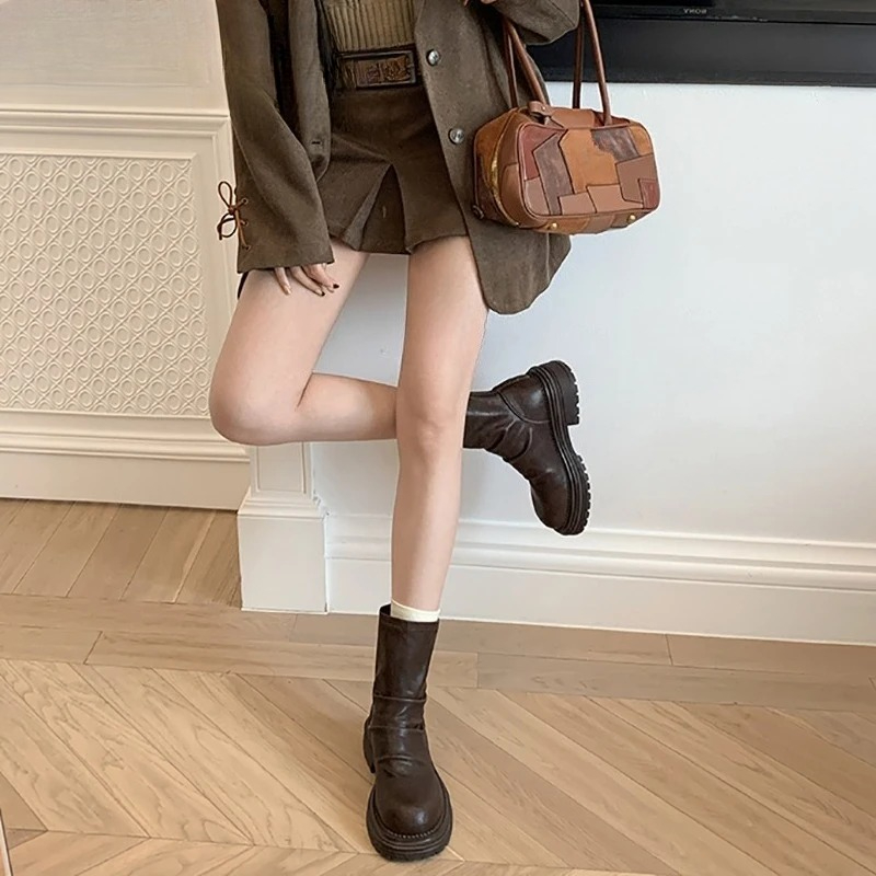 Vintage PLeated Women Ankle Bo - Vintage Zipper incelemesi ve fiyatı