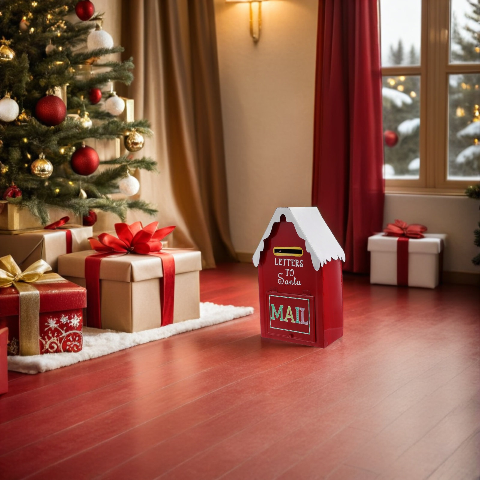 Red Christmas Mailbox Metal Sa - Vintage Collectible Santa incelemesi ve fiyatı
