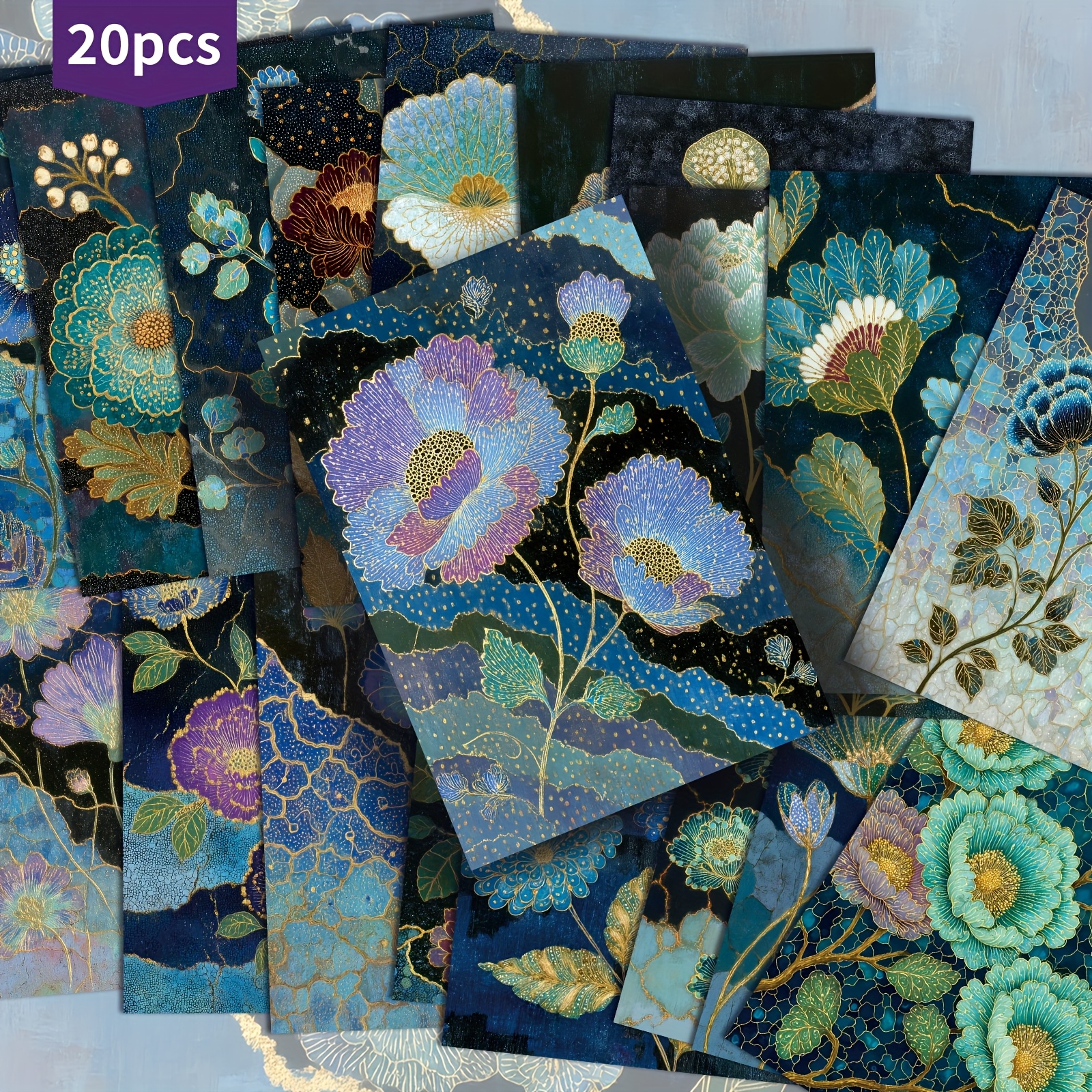 20PCS Vintage Blue-green Flora - Vintage Collectible Glass incelemesi ve fiyatı
