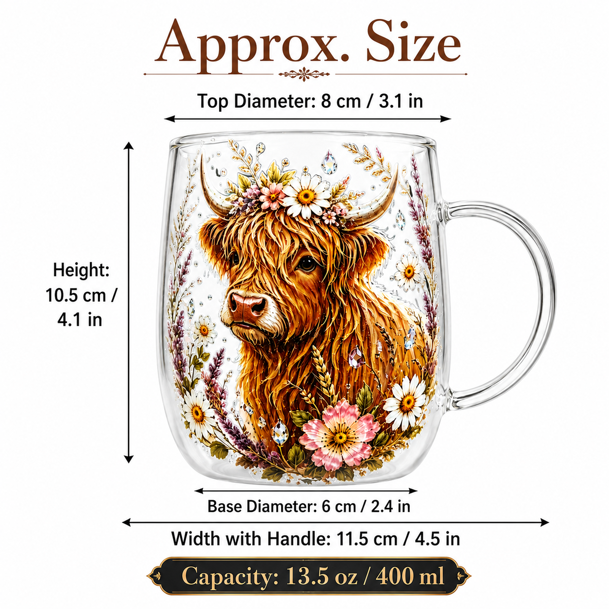 Vintage Highland Cattle Flower - Vintage Collectible Glass incelemesi ve fiyatı