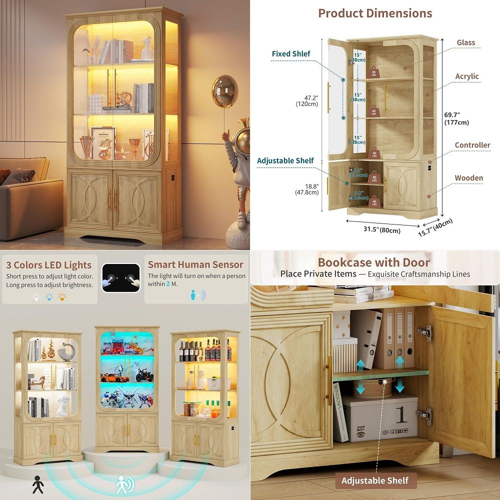 Display Cabinet with Glass Doo - Collectible & Vintage Dolls For Halloween incelemesi ve fiyatı