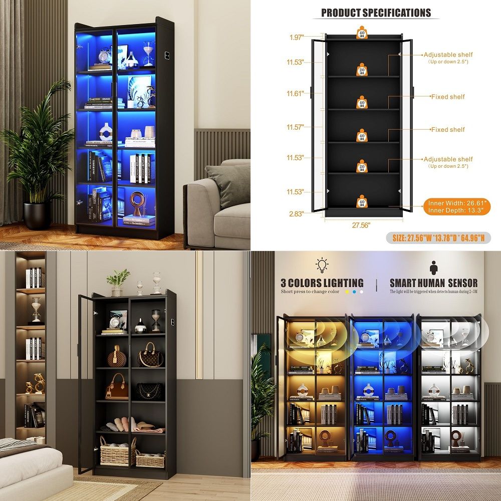 Display Cabinet with Adjustabl - Collectible & Vintage Dolls For Halloween incelemesi ve fiyatı