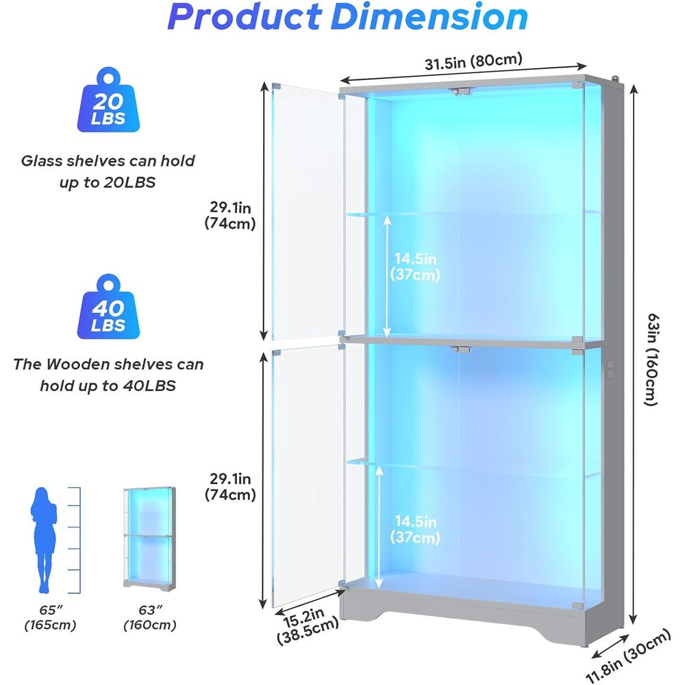 4-Tier Glass Display Cabinet w - Collectible & Vintage Dolls For Halloween incelemesi ve fiyatı