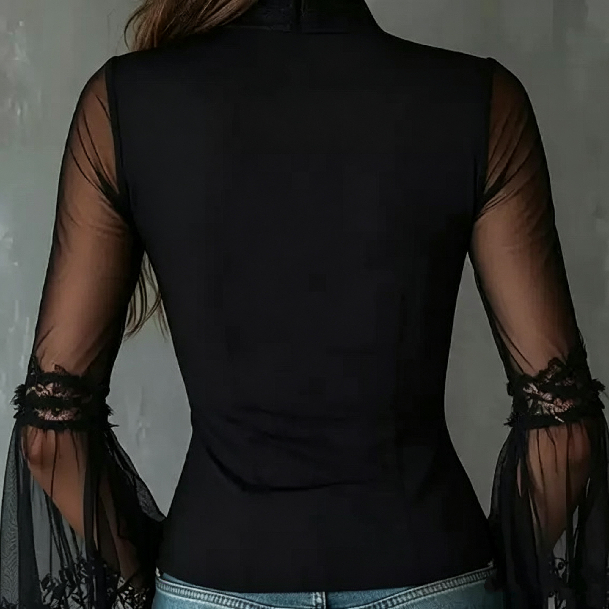 Ladies Black round Neck Long S - Vintage Zipper incelemesi ve fiyatı