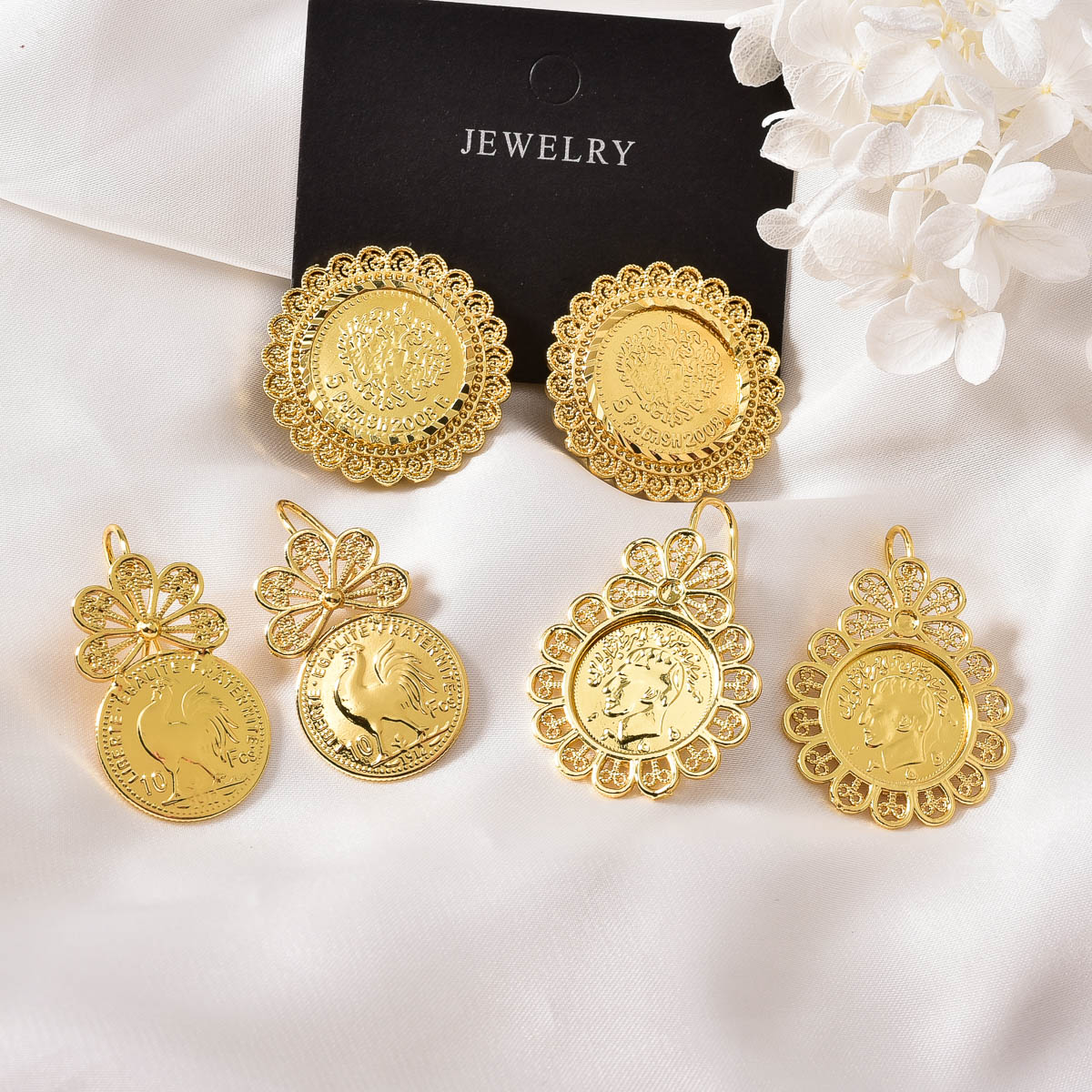 Coin Medallion Drop Stud Earri - Vintage Collectible Coins incelemesi ve fiyatı