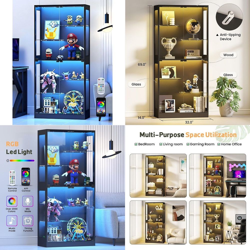 Display Cabinet with Glass Doo - Collectible & Vintage Dolls For Halloween incelemesi ve fiyatı