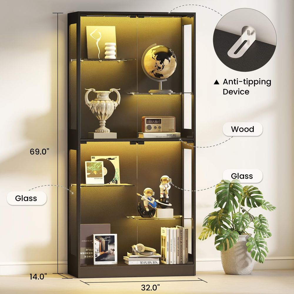 Display Cabinet with Glass Doo - Collectible & Vintage Dolls For Halloween incelemesi ve fiyatı